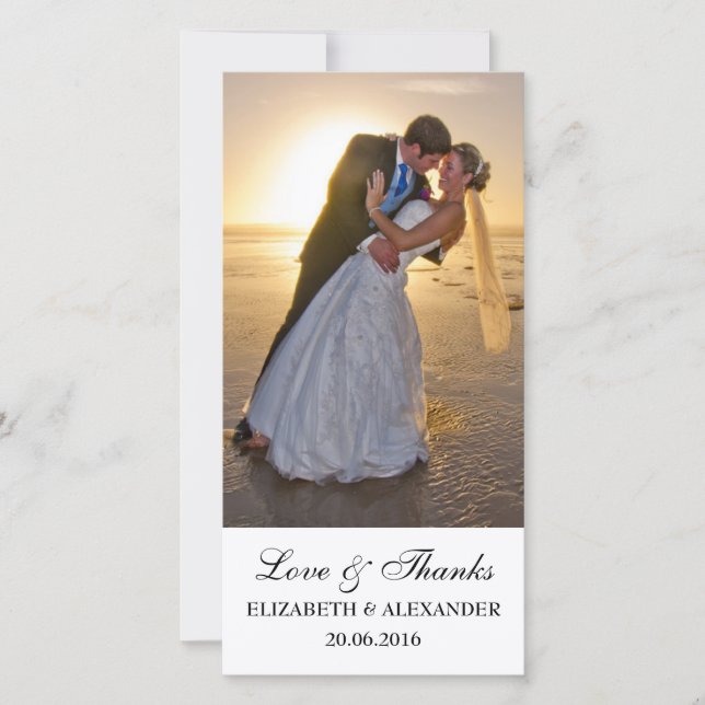 Einfache Hochzeit Danke Fotokarte (Vorderseite)