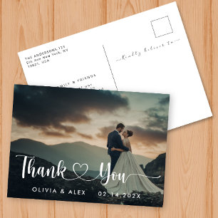 Einfache Hochzeit Danke Postkarte