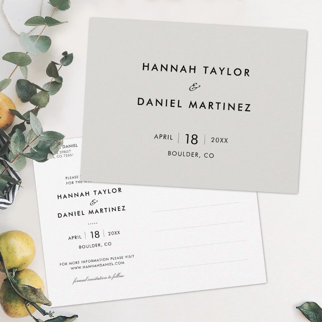 Einfache Hochzeit Das Datum speichern Ankündigungspostkarte (Von Creator hochgeladen)