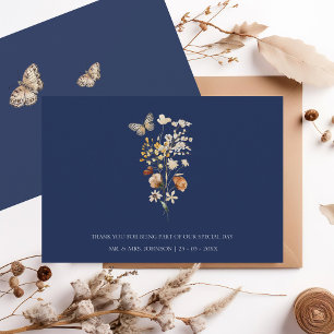 Einfache Hochzeit der blauen Herbst-Wildblumen der Dankeskarte