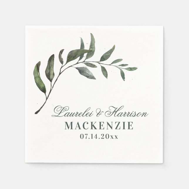 Einfache Hochzeit der Eukalyptus-Zweigstelle Serviette (Vorderseite)