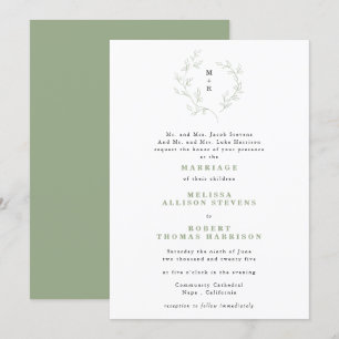 Einfache Hochzeit der Kreidekanzel-Monogramm-Seite Einladung