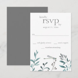 Einfache Hochzeit der modernen Drachenfliegengärte RSVP Karte