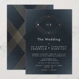 Einfache Hochzeit der modernen geometrischen Gold Einladung