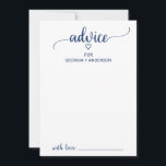 Einfache Hochzeit der Navy Hinweiskarte<br><div class="desc">Diese einfache,  kalligraphische Hochzeitsratenkarte eignet sich perfekt für eine einfache Hochzeit und kann für jede Veranstaltung verwendet werden. Diese Ratschläge können als Gästebuchalternative für Hochzeitsempfang,  Brautparty,  Babydusche oder Abschlussfeier verwendet werden. Personalisieren Sie die Karte mit den Namen der Braut und des Bräutigams,  der künftigen Mutter oder des Absolventen.</div>
