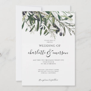 Einfache Hochzeit der Olive Branch Einladung