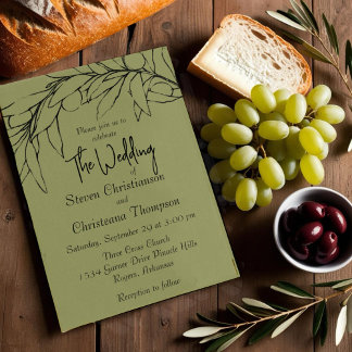 Einfache Hochzeit der Olive Green Olive Branch Einladung