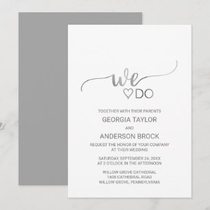 Einfache Hochzeit der Silberfolie "We Do" Einladung