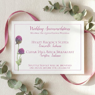 Einfache Hochzeit der Wasserfarbe Amaranth Thistle Begleitkarte