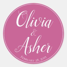 Einfache Hochzeit der Wasserfarbe Amaranth Thistle Runder Aufkleber