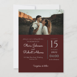 Einfache Hochzeit des Minimalistischen Burgund-Fot Einladung