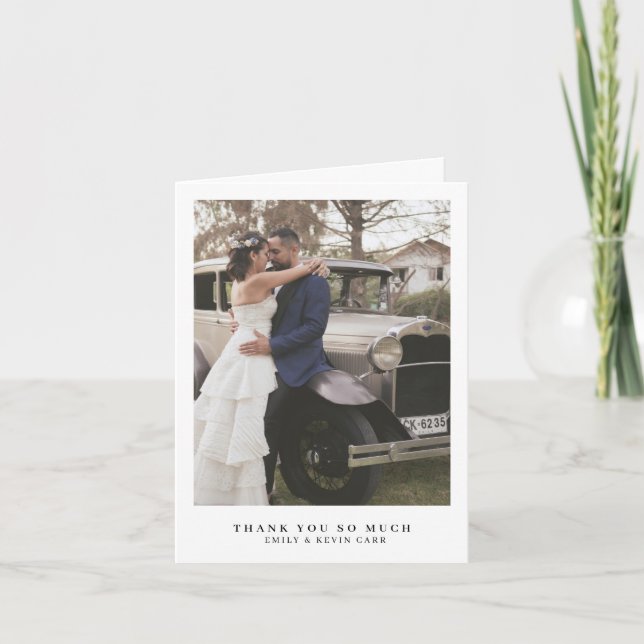 Einfache Hochzeit des Minimalistischen Fotos Dankeskarte (Vorderseite)