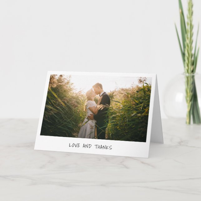 Einfache Hochzeit des Minimalistischen Fotos Dankeskarte (Vorderseite)