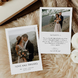 Einfache Hochzeit des modernen Fotos Dankeskarte