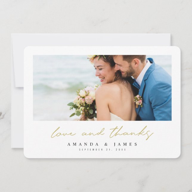 Einfache Hochzeit des modernen Fotos Dankeskarte (Vorderseite)