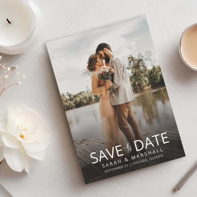Einfache Hochzeit des modernen Fotos Save The Date (Von Creator hochgeladen)