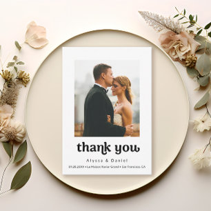 Einfache Hochzeit des modernen Fotos Vielen Dank Dankeskarte