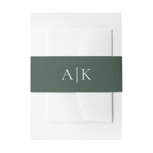 Einfache Hochzeit des modernen grünen Monogramms E Einladungsbanderole