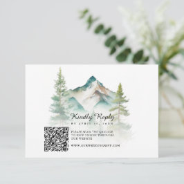 Einfache Hochzeit des QR-Codes für Wasserfarben RSVP Karte