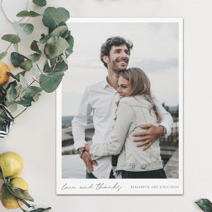 Einfache Hochzeit eines modernen grünen Script-Fot Dankeskarte