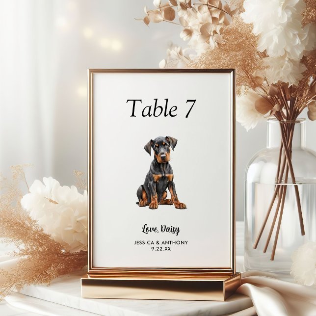 Einfache Hochzeit eines modernen Wasserfarbenhunde Tischnummer (Von Creator hochgeladen)