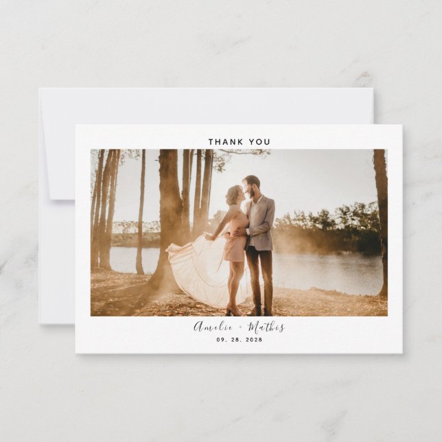 Einfache Hochzeit Foto Dankeschön Karte (Vorderseite)