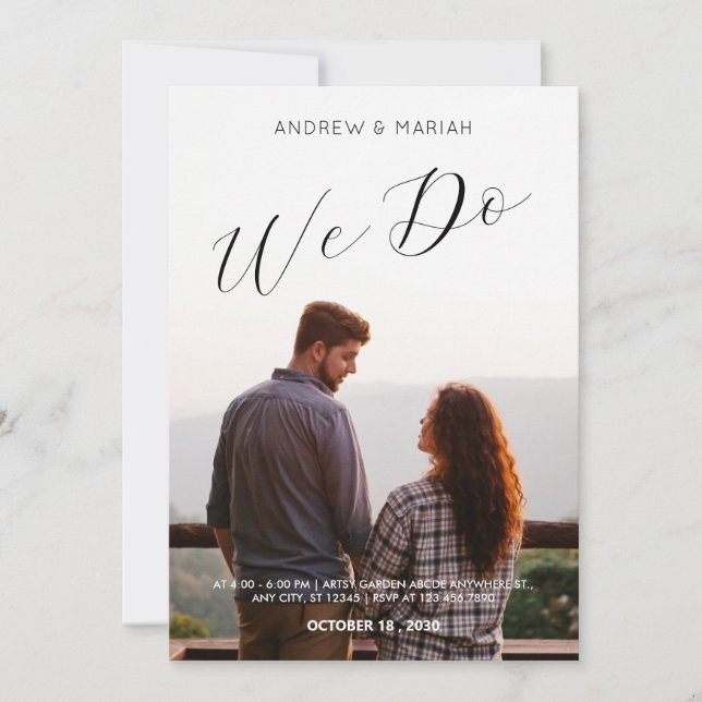 Einfache Hochzeit Foto minimalistisch Einladung (Vorderseite)