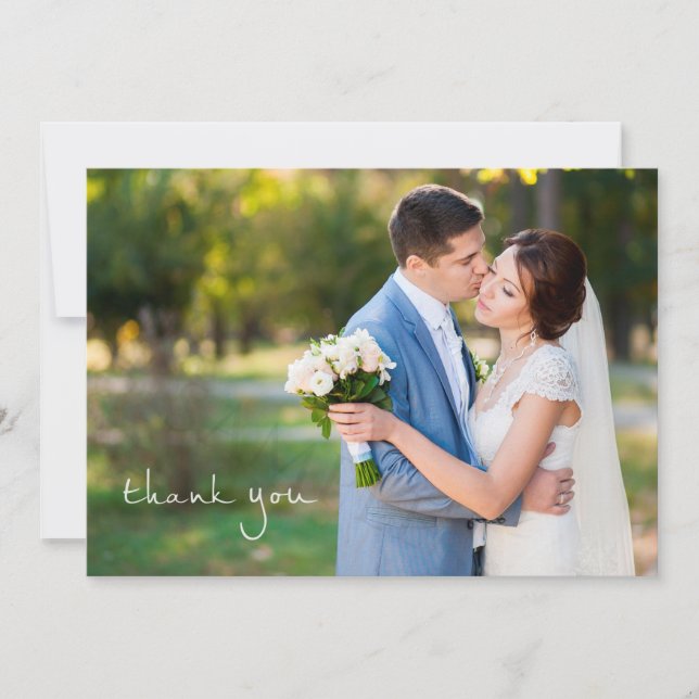 Einfache Hochzeit für Fotos Vielen Dank Hinweis Ka Mitteilungskarte (Vorderseite)