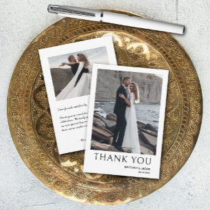 Einfache Hochzeit für kleine Fotos Dankeskarte
