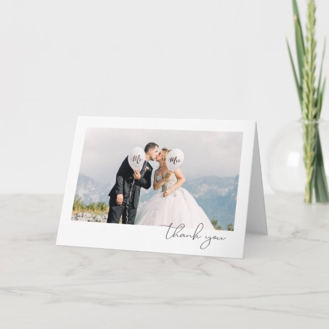 Einfache Hochzeit für Minimalistische Schriftart Dankeskarte (Vorderseite)