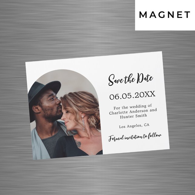 Einfache Hochzeit für moderne Fotos Speichern Sie  Magneteinladung (Von Creator hochgeladen)
