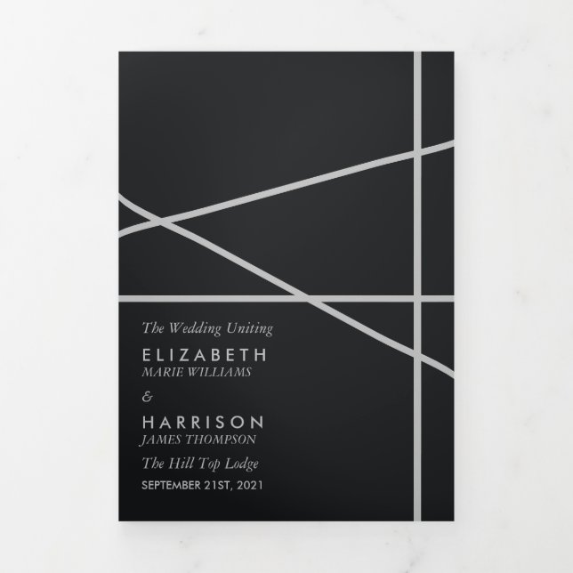 Einfache Hochzeit geometrischer Art Dreifach-gefaltete Programmkarte (Cover)
