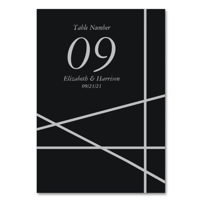 Einfache Hochzeit geometrischer Art Tischnummer (Vorderseite)