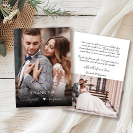 Einfache Hochzeit im modernen Herz-Foto Dankeskarte