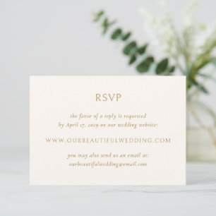 Einfache Hochzeit in Elfenbein und Gold RSVP Karte