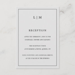 Einfache Hochzeit in hellgrauem Monogramm Begleitkarte