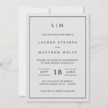 Einfache Hochzeit in hellgrauem Monogramm