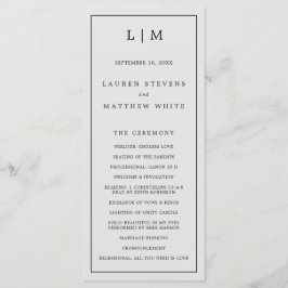 Einfache Hochzeit in hellgrauem Monogramm Programm