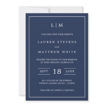 Einfache Hochzeit in Navy Blue Monogram