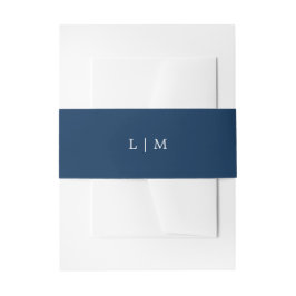 Einfache Hochzeit in Navy Blue Monogram Einladungsbanderole