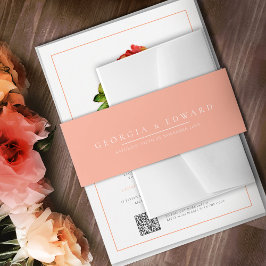 Einfache Hochzeit in pfirsichorange-weißem Text Einladungsbanderole