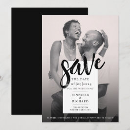 Einfache Hochzeit in Schwarz-Weiß-Foto Save The Date