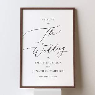 Einfache Hochzeit in Weiß und Schwarz Poster