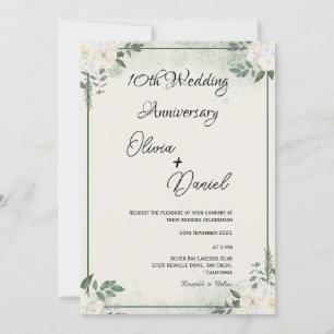 Einfache Hochzeit-Jubiläumseinladungen mit Grün Einladung