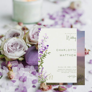 Einfache Hochzeit Lavendel Paar Foto Einladung