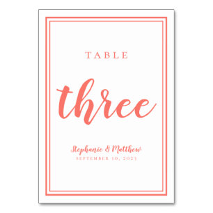 Einfache Hochzeit Minimalistische Tabelle Drei Kor Tischnummer