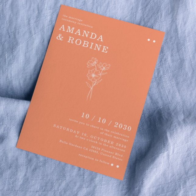 Einfache Hochzeit Minimalistischer Blume Einladung (Von Creator hochgeladen)