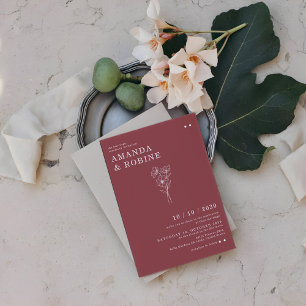 Einfache Hochzeit Minimalistischer Blume Einladung