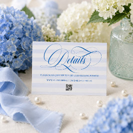 Einfache Hochzeit mit blauen Streifen Begleitkarte