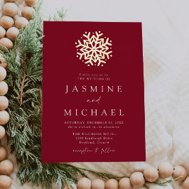 Einfache Hochzeit mit Burgund und Gold Snowflake Folieneinladung